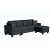 Ala 97 Inch Reversible Sectional Sofa Cupholder 2 Throw Pillows Black By Casagear Home BM314908