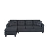 Ala 97 Inch Reversible Sectional Sofa Cupholder 2 Throw Pillows Black By Casagear Home BM314908