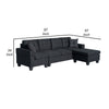 Ala 97 Inch Reversible Sectional Sofa Cupholder 2 Throw Pillows Black By Casagear Home BM314908