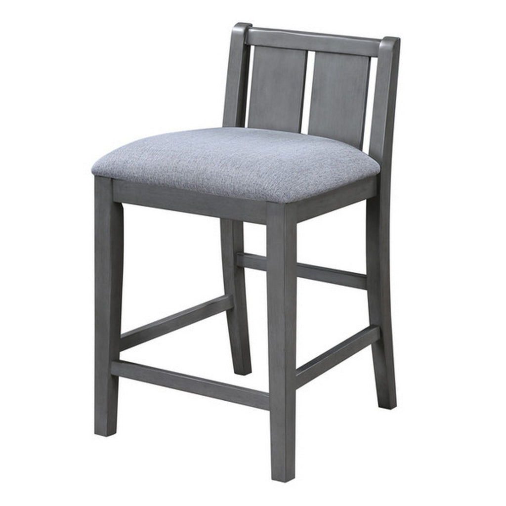 Ham 25 Inch Counter Height Chair Set of 2 Gray Upholstery Solid Wood By Casagear Home BM314911