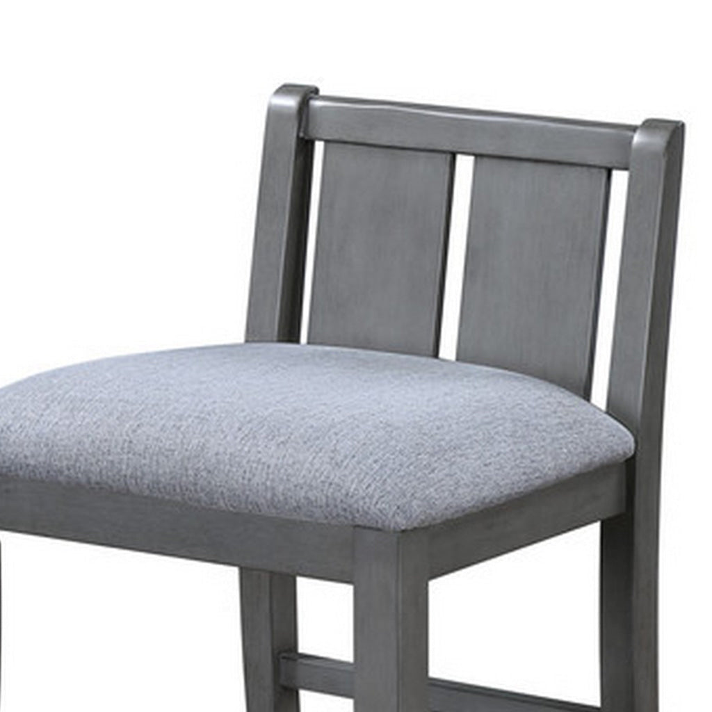 Ham 25 Inch Counter Height Chair Set of 2 Gray Upholstery Solid Wood By Casagear Home BM314911