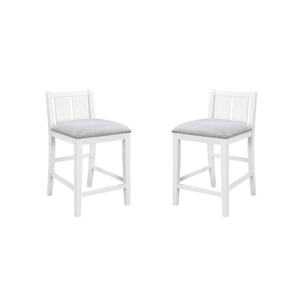 Ham 3 Piece Counter Height Compact Dining Table Chair Set White Wood By Casagear Home BM314914