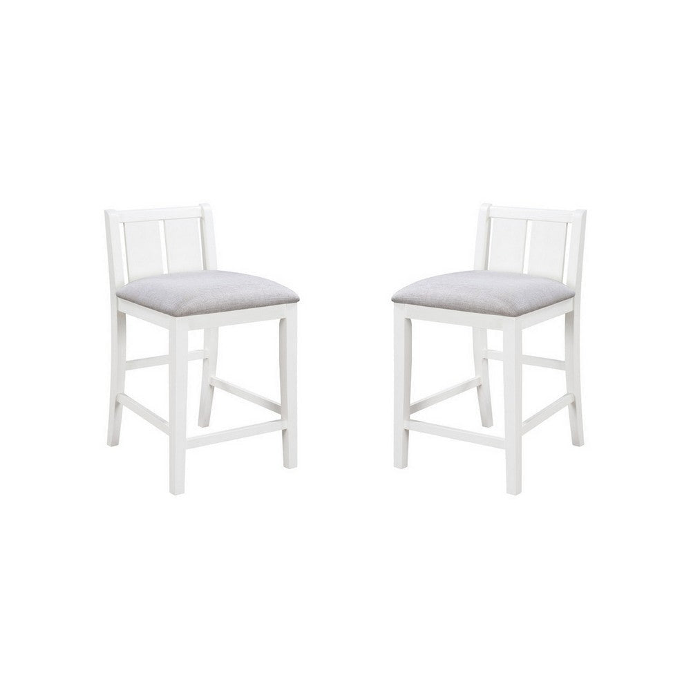 Ham 3 Piece Counter Height Compact Dining Table Chair Set White Wood By Casagear Home BM314914