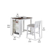 Ham 3 Piece Counter Height Compact Dining Table Chair Set White Wood By Casagear Home BM314914