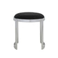 Niyo 19 Inch Accent Stool Ottoman Ottoman Round Black Faux Leather Silver By Casagear Home BM314917