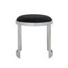 Niyo 19 Inch Accent Stool Ottoman Ottoman Round Black Faux Leather Silver By Casagear Home BM314917