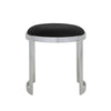 Niyo 19 Inch Accent Stool Ottoman Ottoman Round Black Faux Leather Silver By Casagear Home BM314917