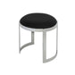 Niyo 19 Inch Accent Stool Ottoman Ottoman Round Black Faux Leather Silver By Casagear Home BM314917