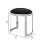 Niyo 19 Inch Accent Stool Ottoman Ottoman Round Black Faux Leather Silver By Casagear Home BM314917