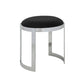 Niyo 19 Inch Accent Stool Ottoman Ottoman, Round Black Faux Leather, Silver By Casagear Home