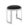 Niyo 19 Inch Accent Stool Ottoman Ottoman Round Black Faux Leather Silver By Casagear Home BM314917