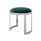 Niyo 19 Inch Accent Stool Ottoman Round Seat Soft Green Velvet Silver By Casagear Home BM314918