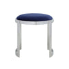 Niyo 19 Inch Accent Stool Ottoman Round Seat Soft Blue Velvet Silver By Casagear Home BM314919