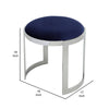 Niyo 19 Inch Accent Stool Ottoman Round Seat Soft Blue Velvet Silver By Casagear Home BM314919