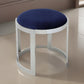 Niyo 19 Inch Accent Stool Ottoman Round Seat Soft Blue Velvet Silver By Casagear Home BM314919