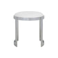 Niyo 19 Inch Accent Stool Ottoman Round Seat White Faux Leather Silver By Casagear Home BM314920