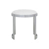 Niyo 19 Inch Accent Stool Ottoman Round Seat White Faux Leather Silver By Casagear Home BM314920