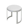 Niyo 19 Inch Accent Stool Ottoman Round Seat White Faux Leather Silver By Casagear Home BM314920