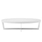 Tini 55 Inch Coffee Table, Oval Shaped Top, Metal Frame, White Finish By Casagear Home