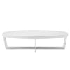 Tini 55 Inch Coffee Table, Oval Shaped Top, Metal Frame, White Finish By Casagear Home