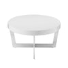 Tini 55 Inch Coffee Table Oval Shaped Top Metal Frame White Finish By Casagear Home BM314921