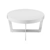 Tini 55 Inch Coffee Table Oval Shaped Top Metal Frame White Finish By Casagear Home BM314921