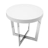 Tini 24 Inch Side End Table Round Shaped Top Metal Frame White Finish By Casagear Home BM314924