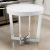 Tini 24 Inch Side End Table, Round Shaped Top, Metal Frame, White Finish By Casagear Home