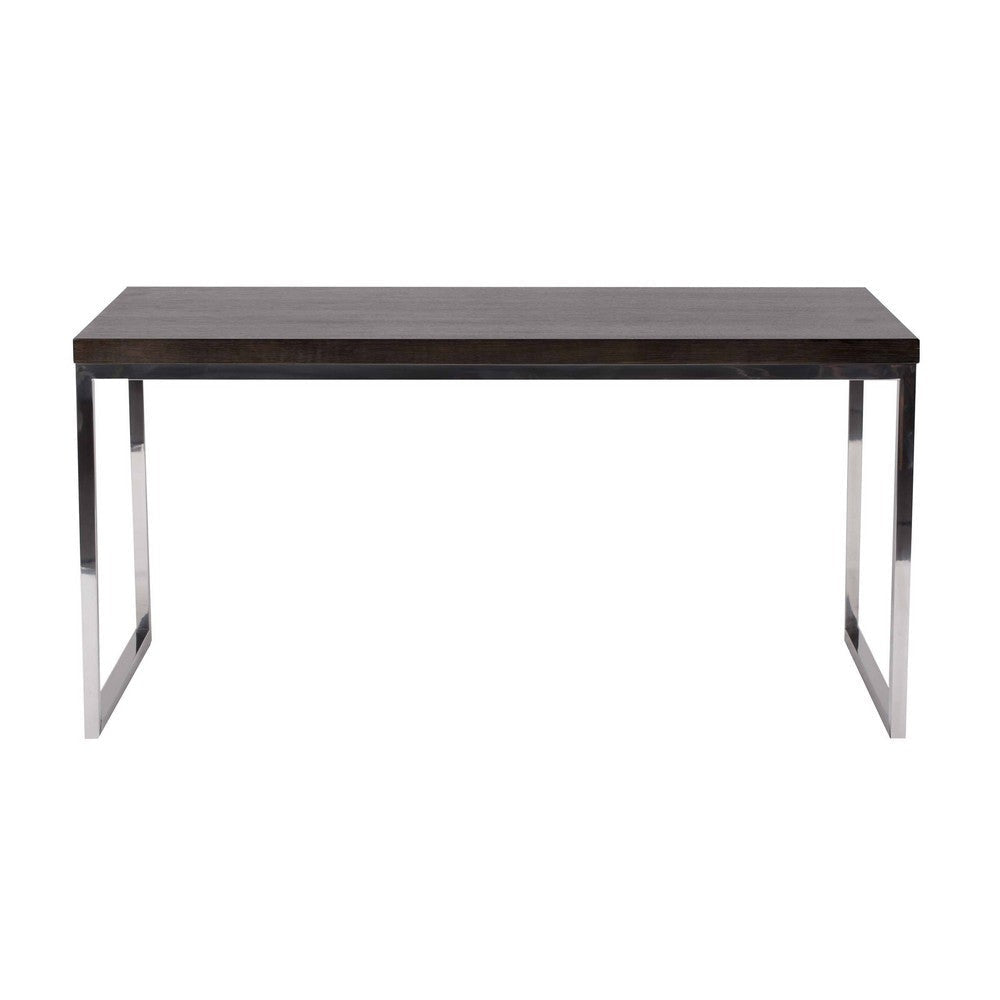 Rami 59 Inch Office Desk Rectangular Top Espresso Brown Wood Steel By Casagear Home BM314925