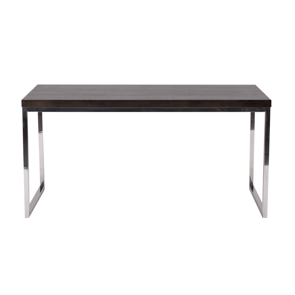 Rami 59 Inch Office Desk Rectangular Top Espresso Brown Wood Steel By Casagear Home BM314925