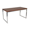 Rami 59 Inch Office Desk, Rectangular Top, Walnut Brown Wood, Steel Frame By Casagear Home