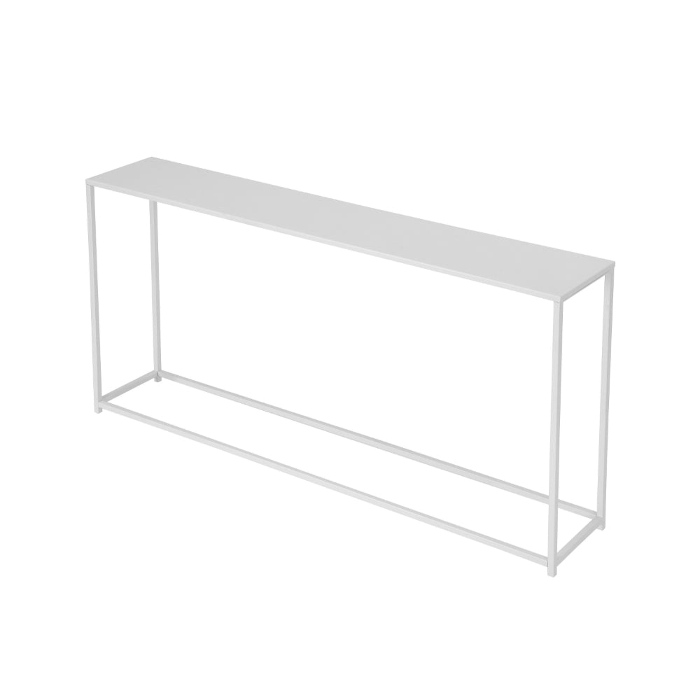 Eme 56 Inch Console Table Rectangular Top White Finish Metal Frame By Casagear Home BM314931