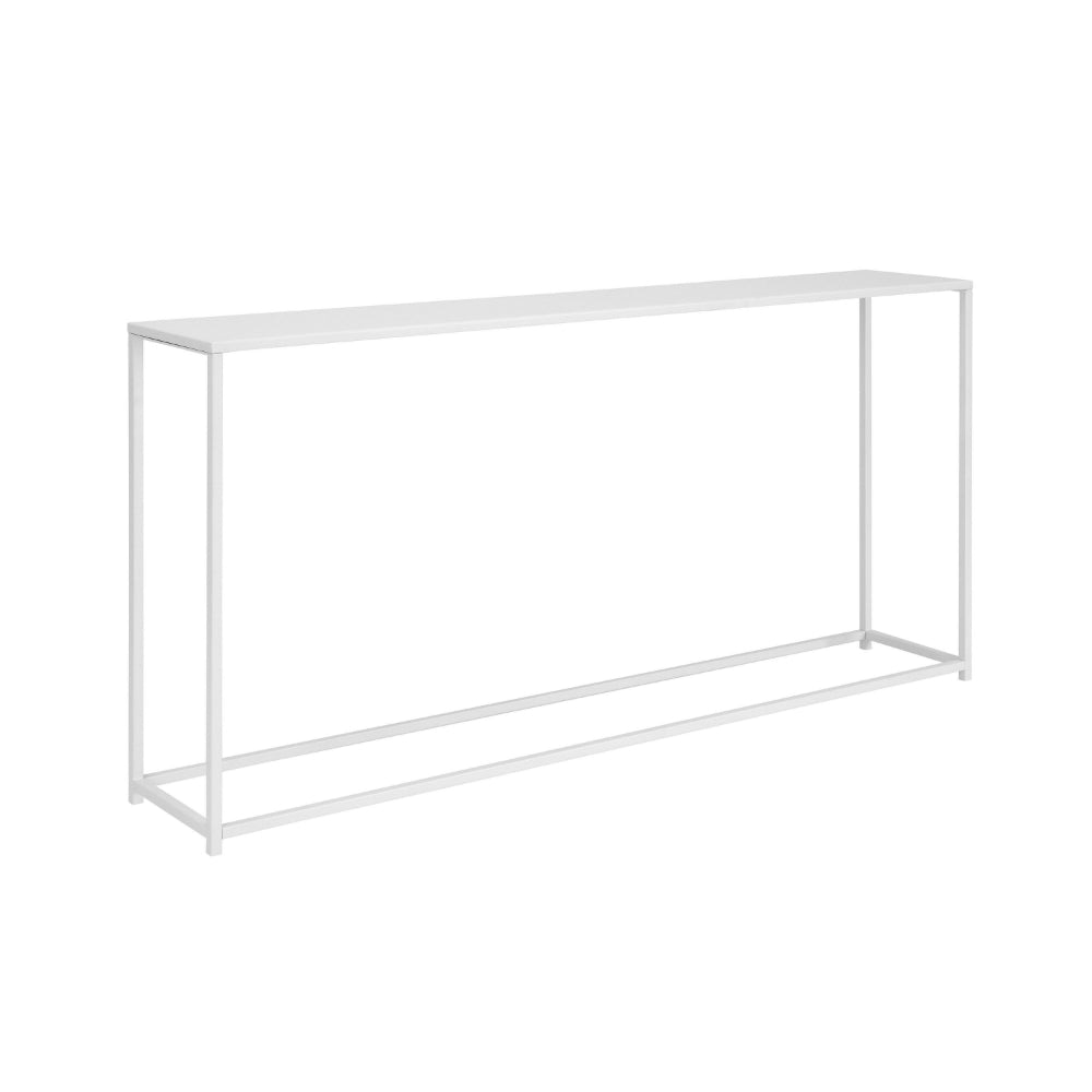 Eme 56 Inch Console Table, Rectangular Top, White Finish Metal Frame  By Casagear Home