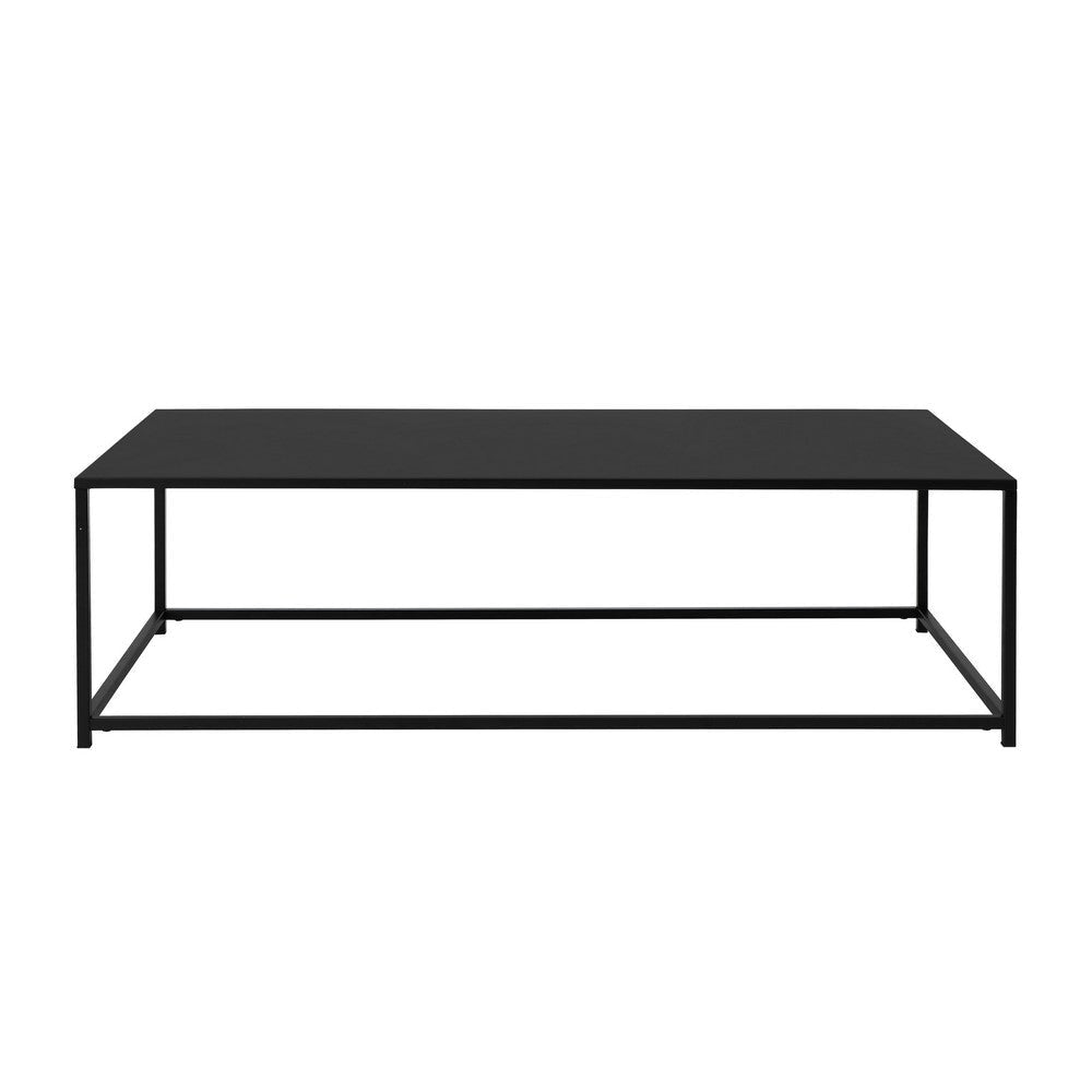 Eme 48 Inch Coffee Table Rectangular Top Black Finished Metal Frame By Casagear Home BM314932