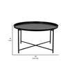 Ely 33 Inch Coffee Table Round Tray Top Cross Base Black Metal Finish By Casagear Home BM314935