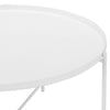 Ely 33 Inch Coffee Table Round Top with Cross Base White Metal Finish By Casagear Home BM314936