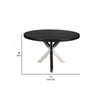 Emi 47 Inch Round Dining Table X- Cross Metal Base Black Wood Silver By Casagear Home BM314937