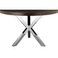 Emi 47 Inch Round Dining Table X- Cross Brushed Steel Dark Brown Wood By Casagear Home BM314938