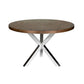 Emi 47 Inch Round Dining Table X- Cross Brushed Steel Walnut Brown Wood By Casagear Home BM314939