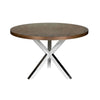 Emi 47 Inch Round Dining Table X- Cross Brushed Steel Walnut Brown Wood By Casagear Home BM314939