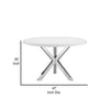 Emi 47 Inch Round Dining Table X- Cross Brushed Steel White Wood By Casagear Home BM314940