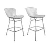 Hely 28 Inch Barstool Set of 2 Chrome Wire Black White Faux Leather Seat By Casagear Home BM314941