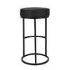 Tane 30 Inch Barstool Round Black Faux Leather Padded Seat Black Metal By Casagear Home BM314947