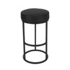 Tane 30 Inch Barstool Round Black Faux Leather Padded Seat Black Metal By Casagear Home BM314947