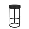 Tane 30 Inch Barstool Round Black Faux Leather Padded Seat Black Metal By Casagear Home BM314947