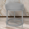 Tane 18 Inch Accent Stool Modern Round Padded Seat Gray Faux Leather By Casagear Home BM314950