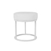 Tane 18 Inch Modern Accent Stool, Round Padded White Faux Leather Seat By Casagear Home