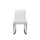 Ien 25 Inch Dining Chair Set of 2 Armless White Faux Leather Chrome By Casagear Home BM314955