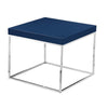 Zen 24 Inch Side End Table Square Polished Blue Top Chrome Metal Finish By Casagear Home BM314959