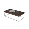 Zen 48 Inch Coffee Table Rectangular Chrome Base Dark Brown Solid Wood By Casagear Home BM314960